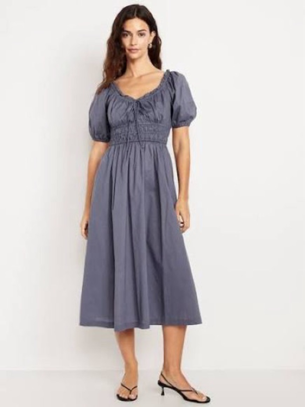 Old Navy Fit & Flare Puff-Sleeve Midi Dress